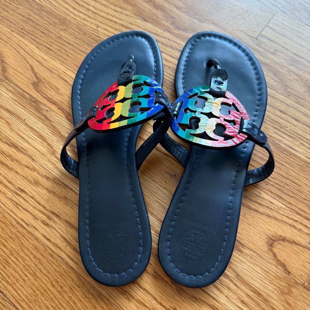Tory Burch rainbow patent leather Miller sandals 9.5 - Picture 3 of 8